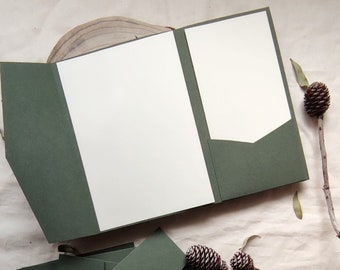 Buste tascabili verde scuro, buste per inviti, buste per matrimoni, buste C5, buste 12x18 cm, buste quadrate, buste pieghevoli
