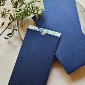 Envoltura de sobre azul oscuro para invitaciónes de boda, sobres 11x22cm de compromiso, sobres boda, sobre vertical azul, envoltura