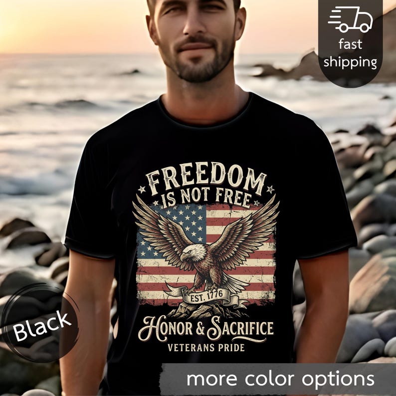 Freedom Is Not Free eagle, American flag T-shirt | Honor & Sacrifice image 5