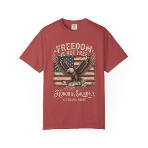 Freedom Is Not Free eagle, American flag T-shirt | Honor & Sacrifice Crimson