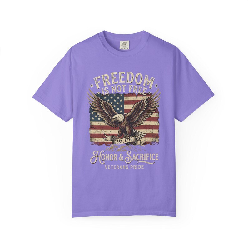 Freedom Is Not Free eagle, American flag T-shirt | Honor & Sacrifice Violet