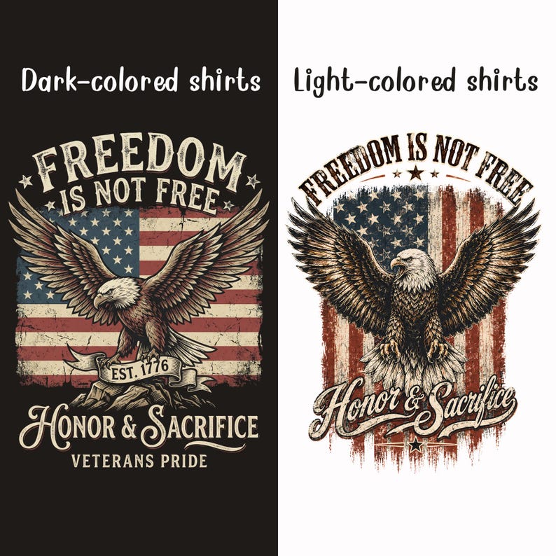Freedom Is Not Free eagle, American flag T-shirt | Honor & Sacrifice image 2