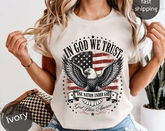 In God We Trust American Flag Eagle T-shirt | One Nation Under God