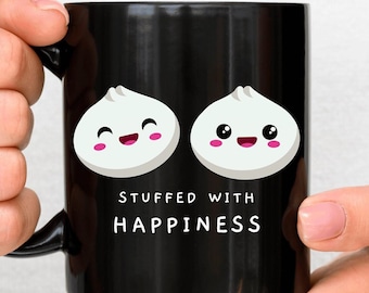 Taza de dumplings, divertida taza para amantes de la comida, regalo para amantes de los dumplings, taza de cumpleaños, sopa de dumplings kawaii, comida asiática china, dim sum, xiao long bao, gyoza
