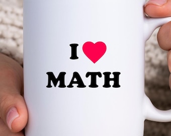 Ik hou van wiskunde mok grappige wiskunde minnaar cadeau wiskunde leraar cadeau wiskundige koffiekopje wiskunde geek nerd humor wiskunde student cadeau ingenieur koffiemok