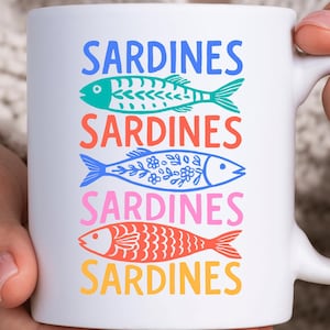 Sardines Mug La Dolce Vita Fisherman Coffee Cup Fishing Coastal Aesthetic Sardine Lover Gift Seafood Lover Gift Italian Tomato Summer Girl