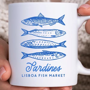 Sardines Mug Fisherman Coffee Mug La Dolce Vita Coastal Aesthetic Fishing Lover Gift Seafood Fish Lover Cup Italian Tomato Summer Girl Beach