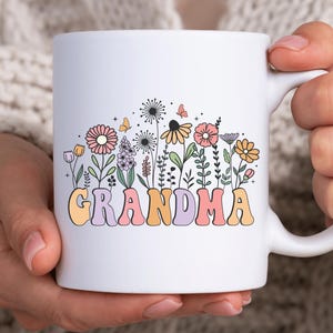 Boho Grandma Flowers Mug, Grandma Birthday Gift For Nana Appreciation, Retro Groovy Flowers, New Nana Mug, Future Nana Mug, Best Nana Ever