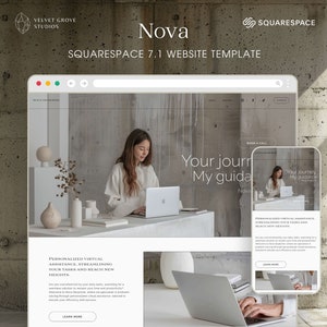 Squarespace 7.1 template for Virtual Assistants, Social Media Managers & Coaches, Minimal Website Design