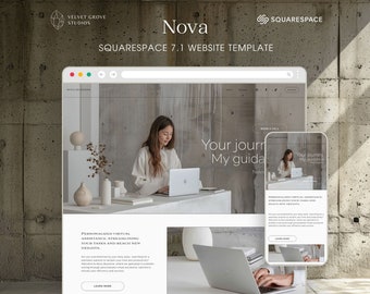 Squarespace 7.1 template for Virtual Assistants, Social Media Managers & Coaches, Minimal Website Design