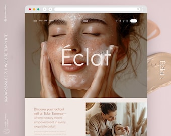 Squarespace 7.1-mall, Hemsidemall för skönhetssalong + Webbutik, Minimalistisk design