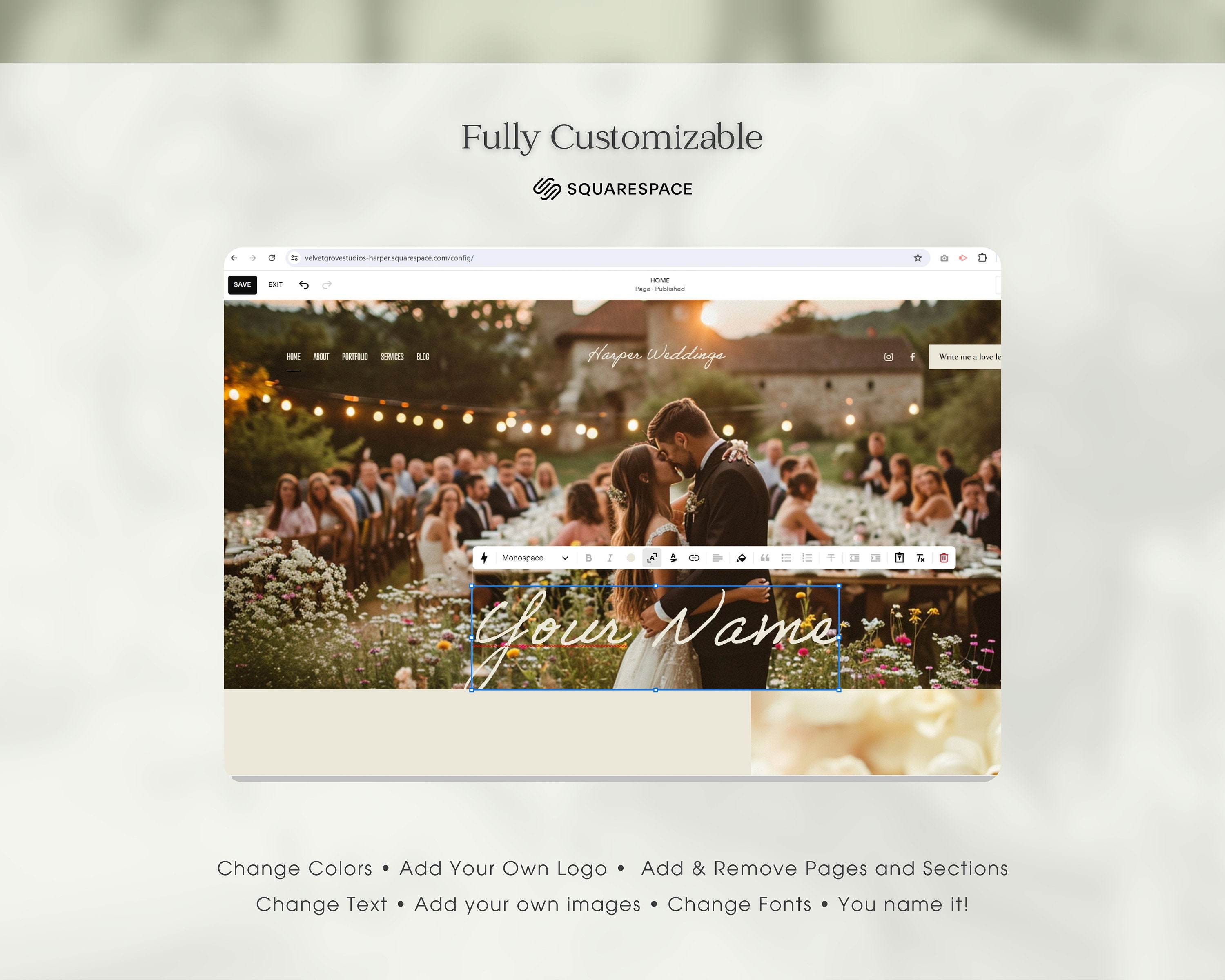 Squarespace 7.1 Template, Wedding Photography Website Template, Minimal