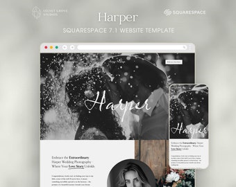 Squarespace 7.1 template, Wedding Photography Website Template, Minimal Design