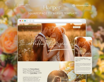 Plantilla de Squarespace 7.1, plantilla de sitio web de fotografía de bodas, para fotógrafos