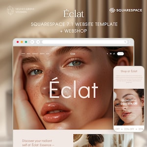 Squarespace 7.1 template, Beauty Salon Website Template + Webshop, Minimal Design