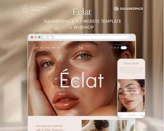 Squarespace 7.1-mall, Hemsidemall för skönhetssalong + Webbutik, Minimalistisk design