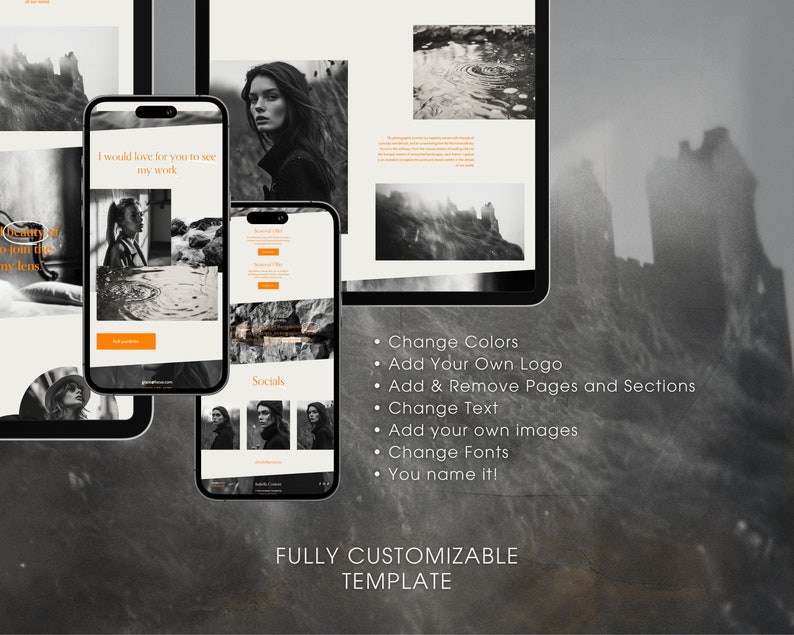 Squarespace 7.1 Website Template, for Photographers, Minimal Design Etsy