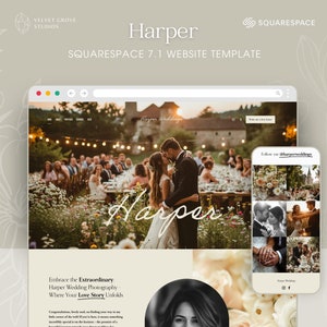 Squarespace 7.1 template, Wedding Photography Website Template, Minimal Design