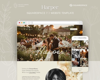 Squarespace 7.1 template, Wedding Photography Website Template, Minimal Design