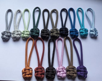 Paracord Key Identifiers Key Tags Zipper Pulls tent bag jacket different colours, small lightweight key ring