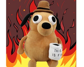 This Is Fine Dog Plush Toy Meme Coffee Cup Puppy