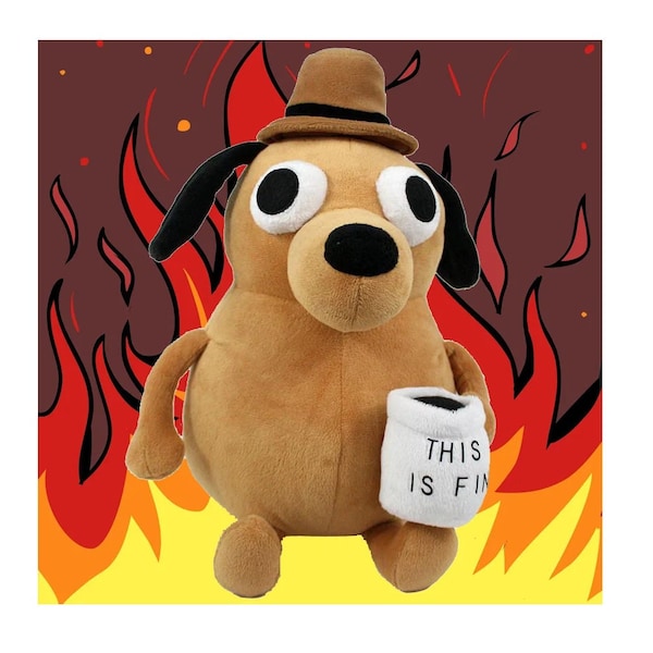 This Is Fine Dog Plüschtier Meme Kaffeetasse-Welpe