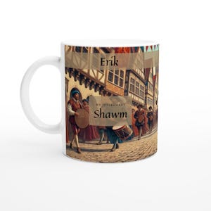Personalized Shawm Mug: Renaissance Instrument, Custom Text Gift