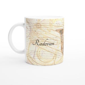 Personalized French Horn Mug, Musical History, French Horn Player Gift, French Horn Teacher Gift, Brass Instrument Gift, Classic Music Gift