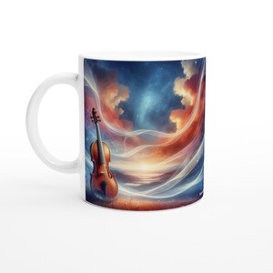 ROMANTIC VIOLIN MUG - 11oz Ceramic Mug, Present for music enthusiast, birthday gift, band practice