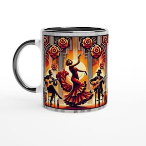 Personalized Art Deco Flamenco Mug - Passionate Dance Design - Gift for Dance Lovers