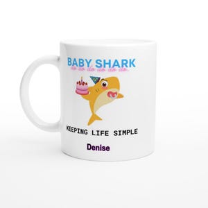 BABY SHARK-verjaardagsmok: witte keramische mok van 11 oz