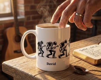 Personalized Guitar Mug: Dynamic Musician Sketch, 11oz Ceramic