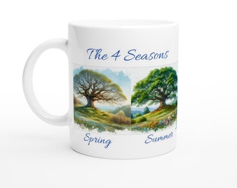 The 4 SEASONS - The Great OAK - 11oz Ceramic White Glossy MUG - Perfect gift for your loved one