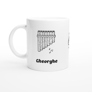 Personalized Pan Flute Mug: Custom Sketch, Music Lover Gift