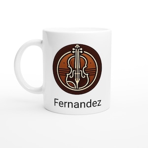 Taza de viola personalizada con nombre - Taza de café de cerámica personalizada con 11 letras y logotipo de viola - Regalo perfecto para violistas y amantes de la música
