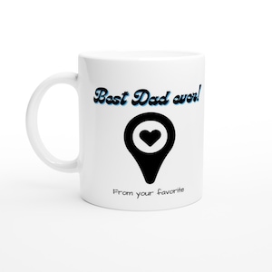 Best Dad Ever Tasse - Personalisiertes Geschenk für Papa - Herz Karte Design - 11 Unzen Keramik Kaffeetasse