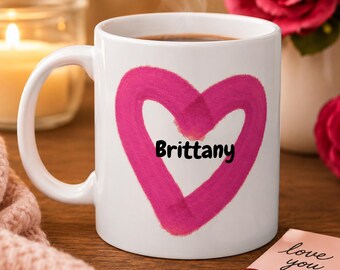 Just Love - White glossy LOVE MUG 11oz Gift For Valentines Day Couples