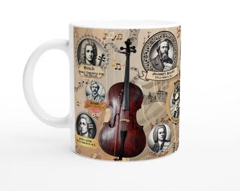 CELLO MUG, Musical History, Cellist Gift, Cello Teacher Gift, Cello Player Gift, Classic Music Gift, Orchestra Mug, Music Lover Mug