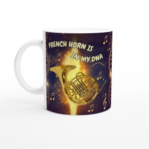 French Horn in DNA Mug - Unique Music Lover Gift - Ceramic Coffee Cup for Musicians