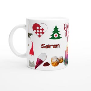 Tazza personalizzata di Natale danese Gløgg, simboli delle feste Hygge, tazza personalizzata Jule Hygge con decorazioni tradizionali - Tazza di Buon Natale