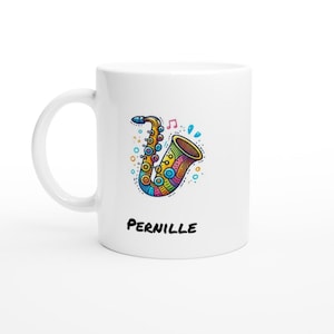 PERSONALIZED SAXOPHONE MUG - 11oz Ceramic Mug, Present for music enthusiast, birthday gift, band practice