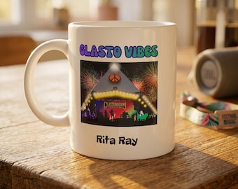 Personalised Glastonbury Festival Vibe Mug - Colorful Pyramid Stage Design - Perfect Gift for Music Lovers