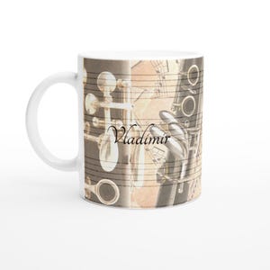 Personalisierte Klarinettenbecher, Musikgeschichte, Klarinettist Geschenk, Klarinettenlehrer Geschenk, Klarinettenspieler Geschenk, klassische Musik Geschenk, Orchester Becher