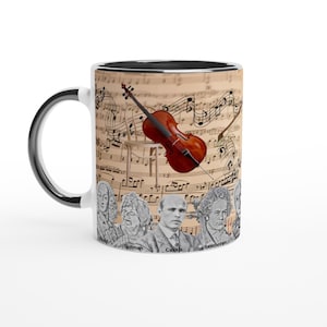Cello Composers Mug: Classical Music Gift, 11oz Ceramic
