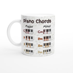 PIANO CHORD MUG - 11oz Ceramic Mug, Present for music enthusiast, birthday gift, band practice