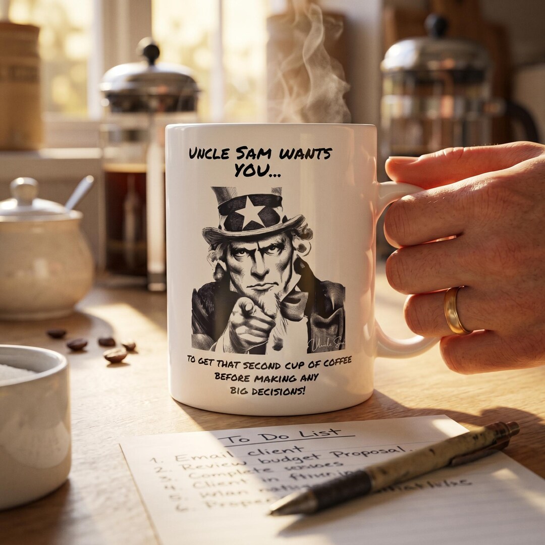 Uncle Sam Coffee Mug: Patriotic Humor, Second Cup Quote - Etsy