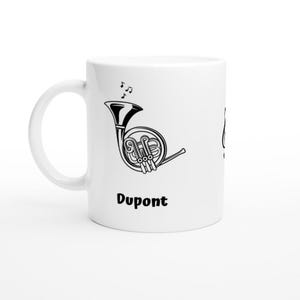 Personalized French Horn Mug – Custom French Horn Sketch – Music Lover Gift – French Hornist Mug – Custom Name Option