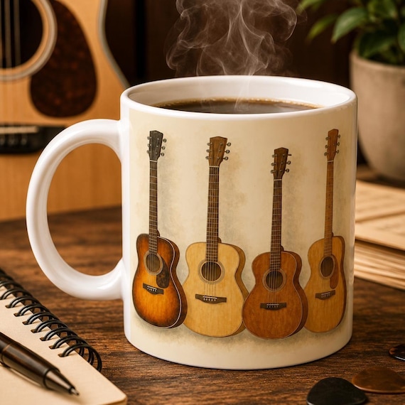 Acoustic Guitar Watercolour Mug - Ceramic Cup for Music Lovers - Gift for  Musicians - Etsy