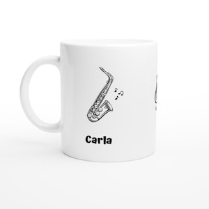 Personalized Saxophone Mug: Custom Sketch, Music Lover Gift