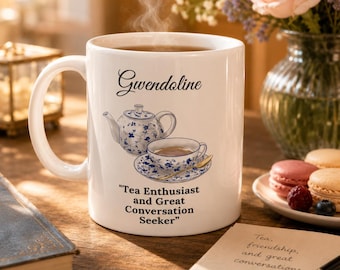 Personalized Tea Enthusiast Mug: White Glossy Ceramic Mug (11oz)